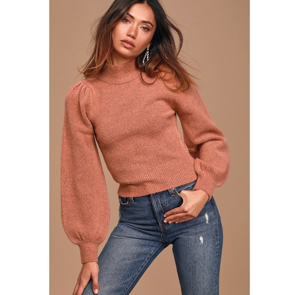 Lulu's | Mock Neck Balloon Sleeve Sweater